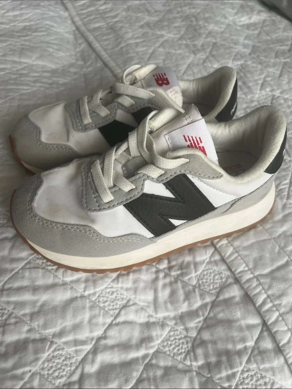 New Balance Kids White, Gray and Black Retro Runner Sneakers